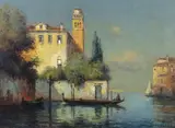 Venetian canal scenesoil by Noël Georges Bouvard, oil on canvas, sold Oct 2023