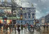 By coach in the rain by Antoine Blanchard, oil on canvas, sold Oct 2023