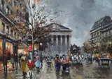 Boulevard by Antoine Blanchard, oil on canvas, sold Oct 2023