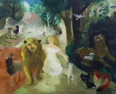 The Lion and the lamb by Mary Fedden Obe R.A. Pprwa, 1950, oil on canvas, sold Oct 2023