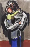 Mother and child by Josef Herman, mixed media, sold Oct 2023
