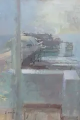 West Pier by Fred Cuming B.A., oil on board, sold Oct 2023