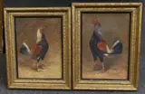 Fighting cockswatercolours by Harry T. Hine, 1906, ink, sold Oct 2023