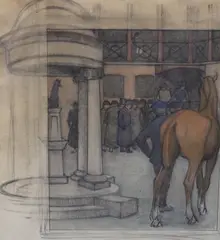 Study for The Bayhorse by Robert Bevan, pencil and watercolour, sold Oct 2023