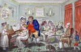 ‘’Farmer Giles and his wife showing off their daughter Betty to by James Gillray, etching, sold Oct 2023