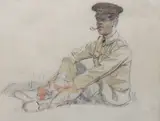 A Break for a Smoke by William Orpen Ra Rha, pencil, sold Oct 2023