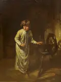 What the moon saw by Alfred Dixon, oil on canvas, sold Oct 2023