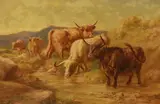 Highland Cattle watering by Henry Morley Park, oil on canvas, sold Oct 2023