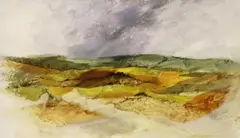 Downs landscape by Gerald Parkinson, 1971, oil on board, sold Oct 2023