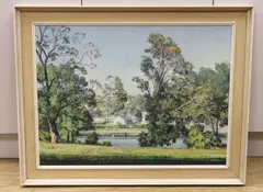 Trees, Kingsbridge Estuary, Devon by Donald Greig, oil on board, sold Oct 2023