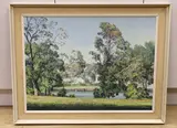 Trees, Kingsbridge Estuary, Devon by Donald Greig, oil on board, sold Oct 2023