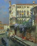 Venetian canal scene by Luigi Lanza, oil on canvas, sold Oct 2023