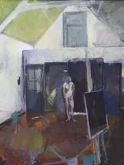 Abstract by Alasdair Duncan, oil on canvas, sold Aug 2023