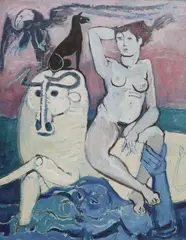 Surrealist by Eric James Mellon, oil on board, sold Aug 2023