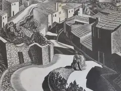 Wood engraving by Peter Barker-Mill, engraving, sold Aug 2023