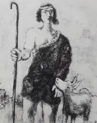 Joseph, a Shepherd by Marc Chagall, etching, sold Aug 2023