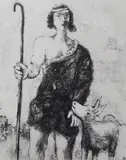 Joseph, a Shepherd by Marc Chagall, etching, sold Aug 2023