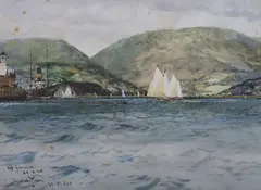 Harbour off Gourock by Charles Dixon, watercolour, sold Aug 2023
