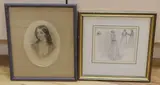‘’Three women standing drawing’’ by Friedrich Wilhelm Keyl, pencil, sold Aug 2023