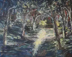 Abstract by Avner Moriah, oil on canvas, sold Jul 2023