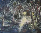 Abstract by Avner Moriah, oil on canvas, sold Jul 2023
