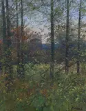 'Autumn wood by Charles Neal, oil on canvas, sold Jul 2023