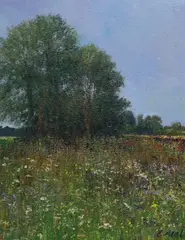 'Fallow field by Charles Neal, oil on canvas, sold Jul 2023