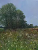 'Fallow field by Charles Neal, oil on canvas, sold Jul 2023