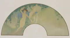 Design for a fan leaf by Léon-Victor Solon, watercolour, sold Jul 2023