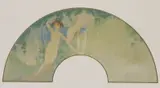 Design for a fan leaf by Léon-Victor Solon, watercolour, sold Jul 2023