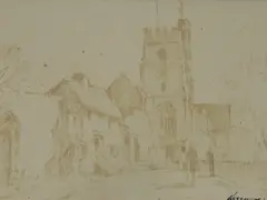 Sepia by Edward Wesson, watercolour, offered Jul 2023