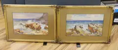 The Sunny Cornwall Coast by E.L. Hampshire, watercolor, sold Jul 2023