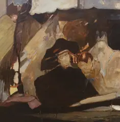 Renaissance II by Maynard Sandol, oil on board, sold Jul 2023