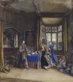 Anne Boleyn in her chamber by John Edmund Buckley, 1867, watercolour, sold Jul 2023