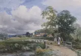 The way to the village by David Bates, watercolour, sold Jul 2023