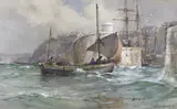 Harbour scene by Arthur Wilde Parsons, 1916, watercolour, sold Jul 2023