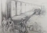 A Roman Bath by Nina Mary Gorst, pencil and wash, offered Jul 2023