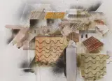 Roof tops by Anthony Abrahams, watercolour, sold Jul 2023