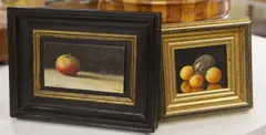 Still life of fruit by Patrick Lodwitz, oil on board, sold Jul 2023