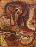 Still life by Rudana Salmonova, oil on canvas, sold Jul 2023