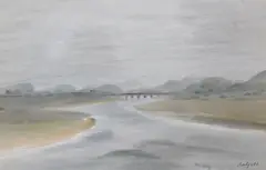 River landscape by Roland Vivian Pitchforth, watercolour, sold Jul 2023