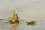 Shipping on the Seine by Edward William Cooke, watercolour, sold Jul 2023