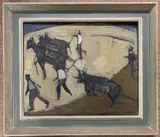 Dead Bull 1956 by Peter Luther, oil on board, sold Nov 2023