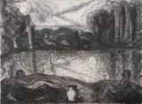 The Offering by Ivan Bray, Charcoal and mixed media on paper, inscribed on verso of work to artist's partner, sold Nov 2023