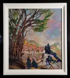 View of Tourrettes-sur-Loup by David Gainford, Oil on board, offered Nov 2023