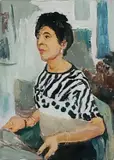 Lady from the Penwith Gallery by Jeremy King, Oil on board, Oil on canvas, titled and signed verso, sold Nov 2023