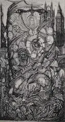 Evolution by Neil Pittaway, Pen, ink and collage, sold Nov 2023