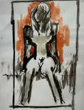 Seated nude by Josef Herman, watercolour on paper, sold Nov 2023