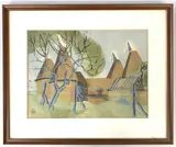 Initialed lower right by Dorothy Morton, Linocut, initialed lower right, sold Nov 2023