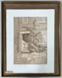The Garden Door II by M.Mac Gregor, etching, sold Nov 2023